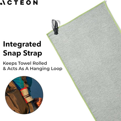Acteon New Microfiber Quick Dry Gym Towel, Silver ION Odor-Free Mega Absorbent Fiber, Fast Drying, Men & Women Small Workout Gear for Body Sweat, Beach, Working Out, Camping, Travel Towel