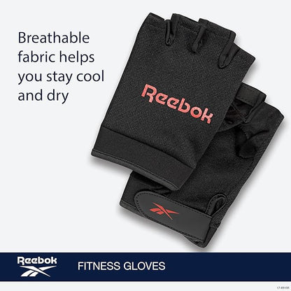 Reebok Classic Fingerless Gloves Lightweight Fitness & Weight Lifting Gloves for Training