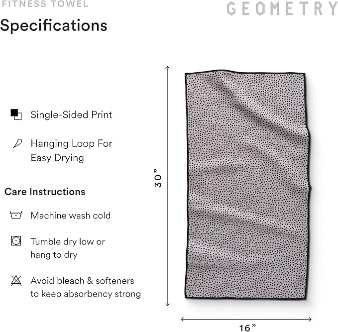 GEOMETRY Gym Towels for Working Out - Compact & Quick Dry, Super Absorbent Double-Sided Microfiber Sweat Towel – Premium Microfiber for Gym - Freckles, 16" x 30", 1 Piece