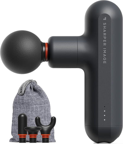 Sharper Image Powerboost Move Aero 3.0 – Mini Percussion Massage Gun| Updated Soft-Touch Design, Carrying Bag, 4 Nodes| Portable Full Body Back & Shoulder Massager| Deep Tissue Massage Tool Gift