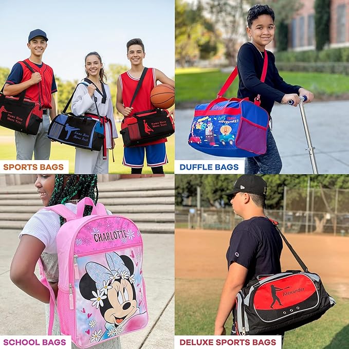 KishKesh Personalized Sport Duffel Bag – Ideal for Track Runner, Gym, Travel, Training & Workout Essential for Male – Durable, Customizable Name & Text for Kids and Adults – Red, 18" X 10" X 8"
