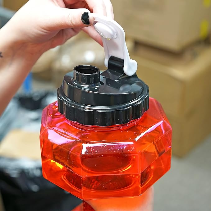 SH Dumbbell Water Bottle 2.2L – Pink See-Through Fitness & Gym Sports Bottle for Workout Hydration, Portable Design