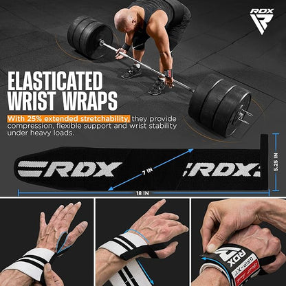 RDX Wrist Wraps for Weightlifting (Pair), IPL USPA Approved, Elasticated 18” Cotton Straps Support with Thumb Loop, Gym Wrap for Weight Lifting Powerlifting Competition Strength Training Bodybuilding