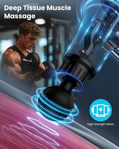 AYURA Massage Gun Deep Tissue, Muscle Massager Gun for Pain Relief, Percussion Massage Gun with 30 Speeds & 6 Heads, Portable Handheld Back Massage Gun for Athlets Men Women