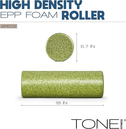 Tone Fitness High Density EPP Foam Exercise Foam Roller for Yoga, Pilates, Stretching, Massage, and Recovery | Multiple Sizes and Colors