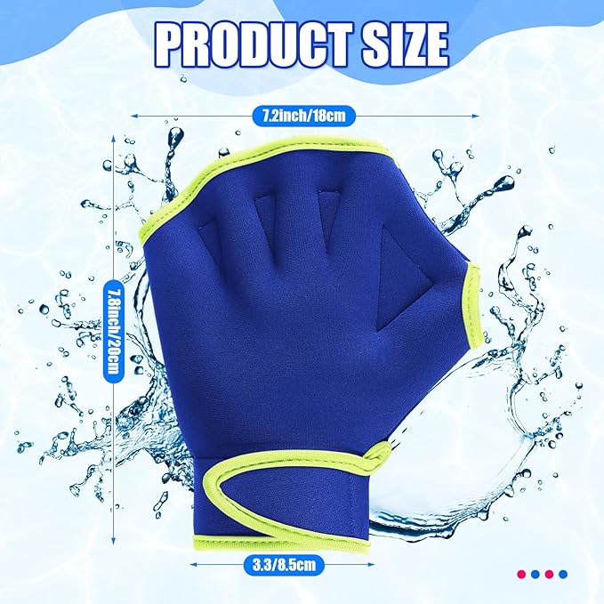 Sumind 2 Pairs Swimming Gloves Aquatic Training Gloves Neoprene Mittens Webbed Fitness Water Aerobics Resistance Training for Women Men Swimming Diving(Medium,Blue/ Green, Black/ Red)