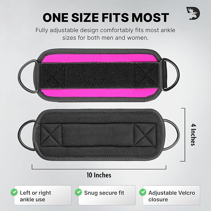 DMoose Fitness Ankle Strap for Cable Machine - One Size Fit with Premium Padding Cuffs, Ankle Bands for Working Out, Booty Workouts, Leg Extension, Hip Abductors, Kickbacks & Lower Body Exercises