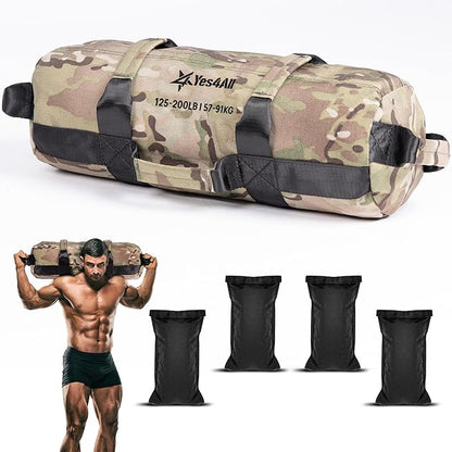 Yes4All Sandbags for Working Out, Adjustable Sand Bags for Weight Training with Handles, Multiple Colors & Sizes 5-200lbs