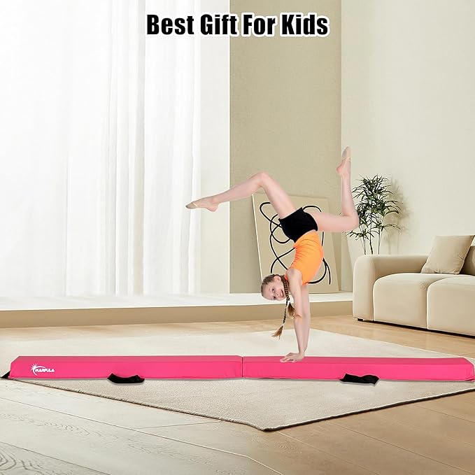 MARFULA 6 FT / 8 FT / 9 FT / 10 FT Folding Gymnastic Balance Beam for Kids with Carry Bag for Home and Club Use