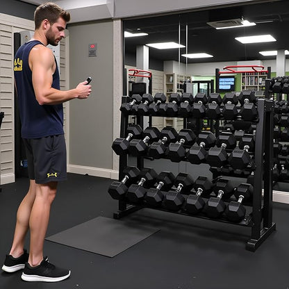 350/450/550 lbs Hex Weight Dumbbells Sets with Rack 5-45lbs Rubber Gym Equipment Coated Dumbbell Free Weights Set for Home Exercises Set of Weights Dumbbells and Rack