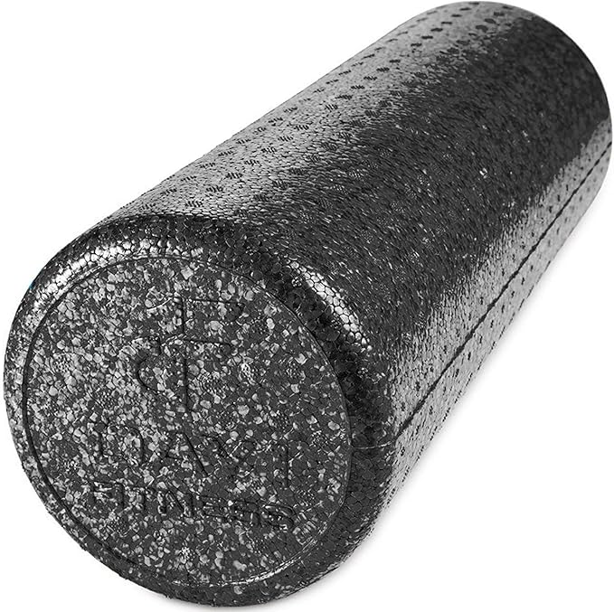 High Density Muscle Foam Rollers by Day 1 Fitness - Sports Massage Rollers for Stretching, Physical Therapy, Deep Tissue, Myofascial Release - Ideal for Exercise and Pain Relief - Solid Black, 18"