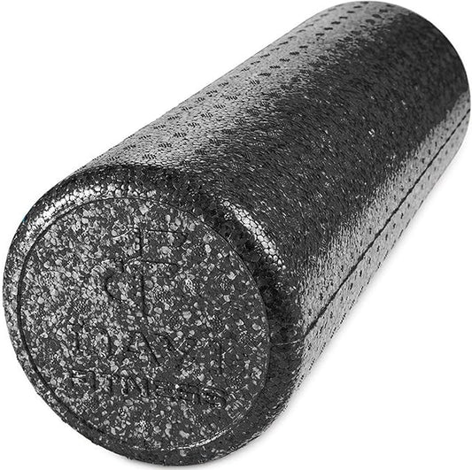 High Density Muscle Foam Rollers by Day 1 Fitness - Sports Massage Rollers for Stretching, Physical Therapy, Deep Tissue, Myofascial Release - Ideal for Exercise and Pain Relief - Solid Black, 18"