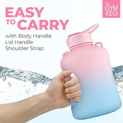 THE GYM KEG 1 Gallon Water Bottle (128oz) I 3.78l Big Water Jug I 128 oz Sports Bottle with Straw and Motivational Time Markings I Large Reusable Bottle | BPA-Free Plastic I Leakproof