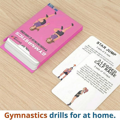 Gymnastics Training Equipment Aid Cards: Great Training Drills for Solo Practice. Exercises and Workouts for at Home. Fun Activity for Kids, Youth Junior and Beginners Gymnasts Dance