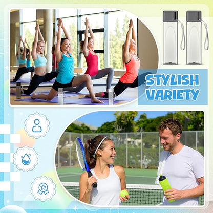 Mifoci 20 Pieces Water Bottle Bulk 17 oz Plastic Water Bottles Bulk Gym Sports Adults Reusable Large Drinking Cups for Outdoor Fitness(Grey, White, Black,Rectangle)