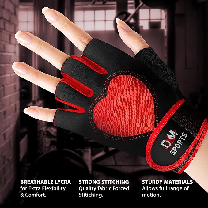 DXM SPORTS Workout Gloves for Women with Wrist Support - Weight Lifting Gloves for Gym, Cycling, Training - Exercise Gloves for Women
