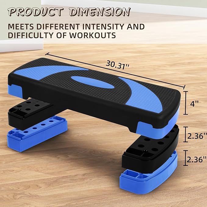 BalanceFrom Aerobic Step Platform Trainer with Adjustable 3-Level Risers, 400 Pound Weight Capacity – Non-Slip Exercise Stepper for Cardio, Strength, and Fitness Workouts, 31", Multiple Colors