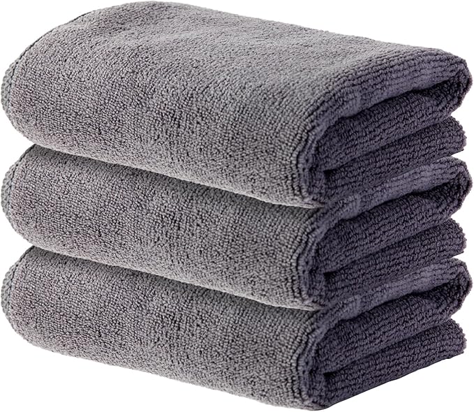 Microfiber Gym Towels for Women Men, Sweat Towel for Gym, Soft and Quick-Drying Towels for Sports Fitness, Workout, Yoga (3 Pack, Grey)