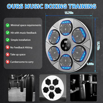 2026 Music Boxing Machine for Adults and Kids, Smart Bluetooth Boxing Training Equipment with Gloves Wall Mounted, Workout Punching Machine for Home,Office and Gym