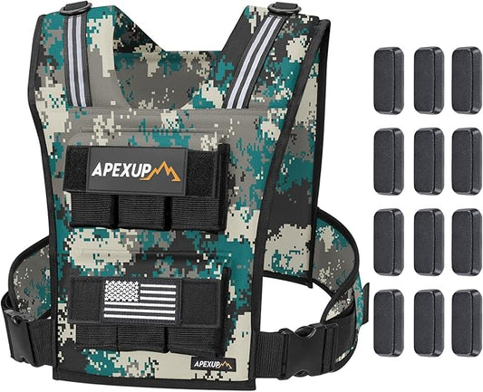 APEXUP Adjustable Weighted Vest Men 20lbs/30lbs/40lbs Weights with Reflective Stripe, Weight Vest Woman Workout Vest for Strength Training Running Walking