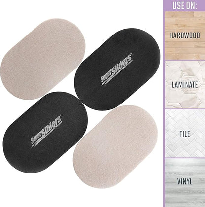 Super Sliders 5-3/4" x 9-1/2" XL Oval Reusable Felt Furniture Sliders for Hard Surfaces, Anti-Slip Protective Furniture Moving Pads for Beds, Sofas, Dressers, Set of 8, Beige