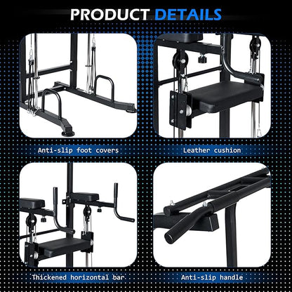 Dland Power Tower Dip Station Pull Up Bar Exercise Tower, Multi-Function Adjustable Training Equipment for Home Gym, Strength Training Workout Equipment, Black