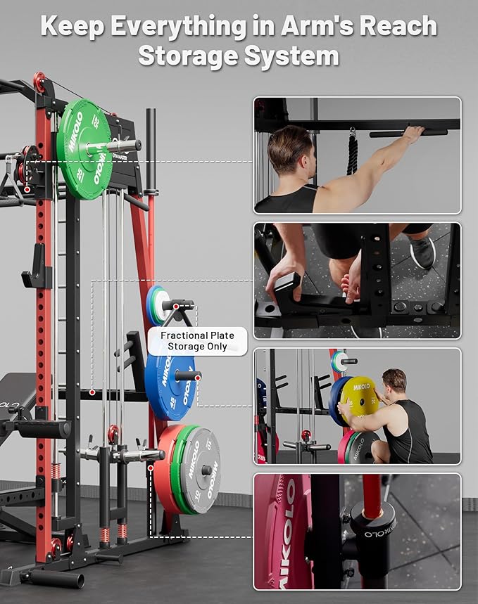 Mikolo M4 2.0 Smith Machine, All-in-One Home Gym Power Cage with LAT Pulldown & Cable Crossover, Squat Rack for Full Body Workouts