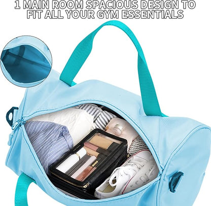 Small Gym Bag for Women Lightweight Mini Sport Bag Gym Tote Bag Duffle Pack for Workout Yoga Swimming Dance(SkyBlue)
