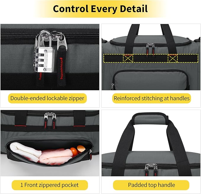 Gym Bag 22 inch Sport Duffle Bag for Men - 55L Weekender Duffel Bag for Travel 22“×12”×13“ - Dark Grey