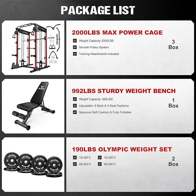 M21 Smith Machine, Multi-Function Power Cage with Dual Pulley Cable Crossover System, 2000LBS All-in-One Squat Rack with Smith Bar and Attachments for Home Gym Strength Training