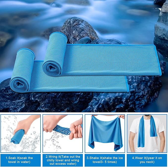 4 Pack Cooling Towel (40"x12"), Soft Breathable Chilly Towel, IceTowel, Microfiber Towels for Yoga, Sport, Running, Workout,Gym, Camping, Fitness, Workout & More Activities(Multicolor)
