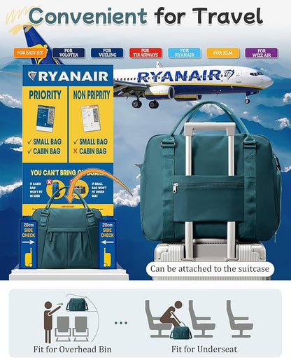 Large Carry on Gym Bag for Women, Waterproof Sport Bag for Fitness with Dry Wet Separated Pocket and Shoe Compartment, Overnight Weekender Fitness Workout Sports Bag, Peacock Blue