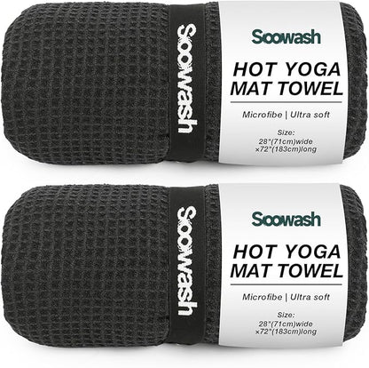 Hot Yoga Towel,Microfiber Yoga Mat Towels Non Slip for Hot Yoga Absorbent Microfiber Sweat Anti-Slip Cover,Bikram,Pilates,Exercise,Fitness 28 inch X 72 inch Beige 2 Pack