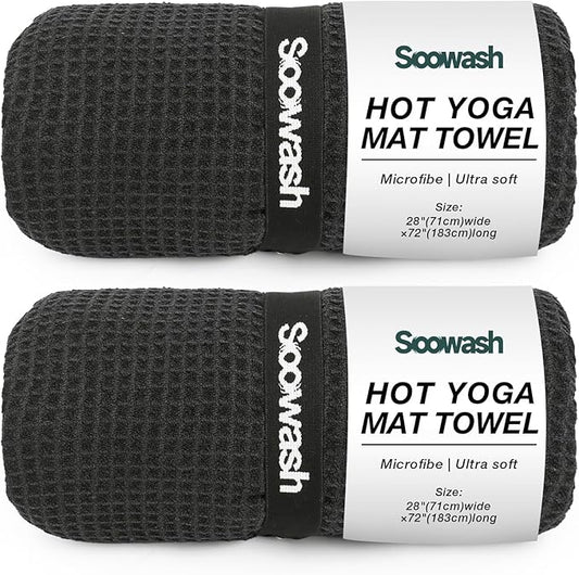 Hot Yoga Towel,Microfiber Yoga Mat Towels Non Slip for Hot Yoga Absorbent Microfiber Sweat Anti-Slip Cover,Bikram,Pilates,Exercise,Fitness 28 inch X 72 inch Beige 2 Pack