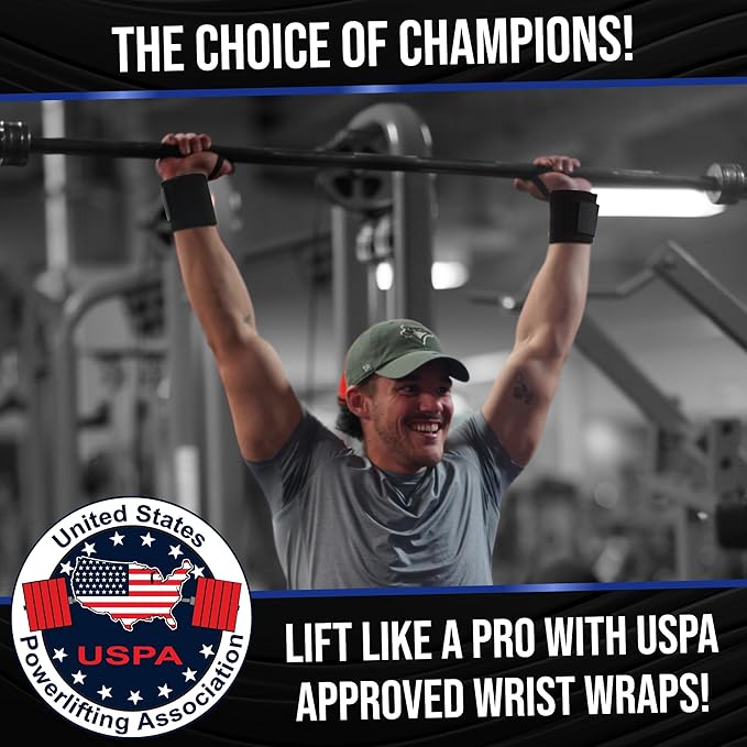 Rip Toned Wrist Wraps for Weightlifting – USPA & USAPL Approved 18" Wrist Straps for Powerlifting – Adjustable, Durable Gym Wraps with Thumb Loop – Maximum Support for Men & Women