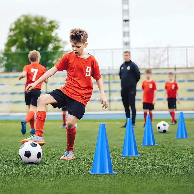 12 Inch Durable Cones,12pcs Versatile Plastic Traffic Cones and Soccer Cones for Sports Training,Agility Drills,Parking Safety,Basketball Training,Football Training.