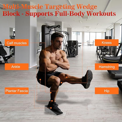 Squat Wedge, Heavy Duty Steel Squat Wedge Block, 2 Pcs Non-Slip Slant Board for Squats, 800 lbs Weight Capacity for Deeper Squats, Calf Raises, Weightlifting and Foot Stretches