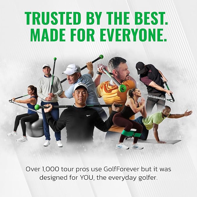 GolfForever Swing Trainer – Golf Fitness & Training System for Strength, Flexibility & Swing Power – Includes Membership & Premium Training Bar for Golf-Specific Workouts