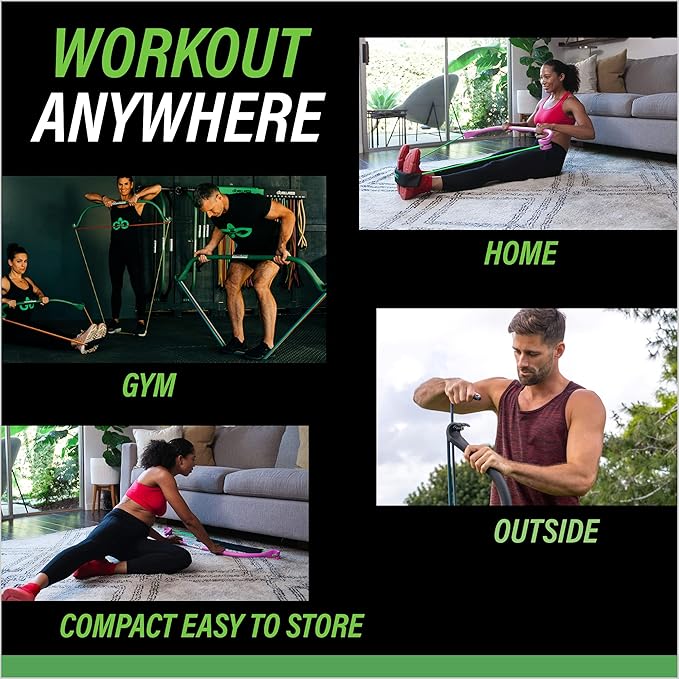 Gorilla Bow Lite Portable Home Gym System, Strength Training Equipment 100 Plus Workouts, All in One Exercise Equipment for Travel, Home Gym & Outdoor Workouts (Lite Travel Bow, Black, Base Bundle)