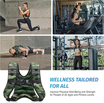 ZELUS Weighted Vest, 6lb/8lb/12lb/16lb/20lb/25lb/30lb Weight Vest with Reflective Stripe for Workout, Strength Training, Running, Fitness, Muscle Building, Weight Loss, Weightlifting