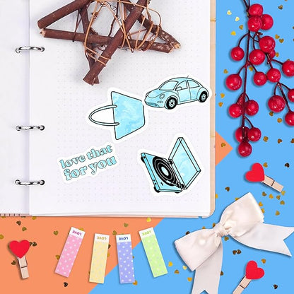 BulbaCraft 100Pcs Teal Stickers, Blue Stickers for Water Bottle and Laptop - Teal Party Supplies & Decorations, Waterproof Vinyl Decals, Gifts for Women & Men