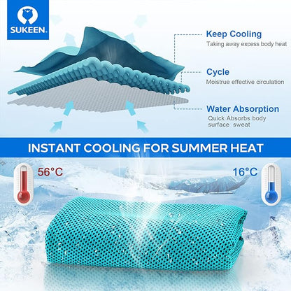 Sukeen 4 Pack Cooling Towels (40"x12"),Ice Towel,Soft Breathable Chilly Towel,Microfiber Towel for Yoga,Sport,Running,Gym,Workout,Camping,Fitness,Workout & More Activities