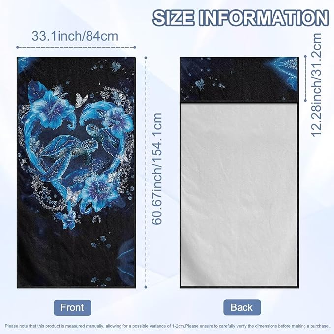 Bulopur Sea Turtle Car Seat Towel Cover After Gym Workout Beach Swimming Heart Print Sweating Car Seat Cover Fits for Cars SUV Sedan Truck Front Seats