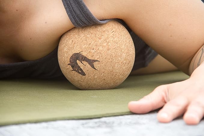 Aquanimous 4" Large Cork Massage Ball Natural Firm Ultra-Light Eco-Friendly Hips, Shoulders, Chest Large Massage Ball
