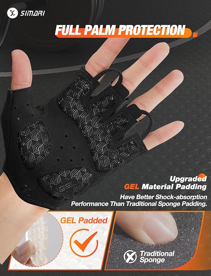 SIMARI GEL Pad Cycling Gloves for Men & Women, Workout Gloves with Cushion, Breathable, Grip, Gift for Gym Exercise, Biking, Weight Lifting Training, Fitness, Black, Pink, Cyan, White Size XS S M L XL