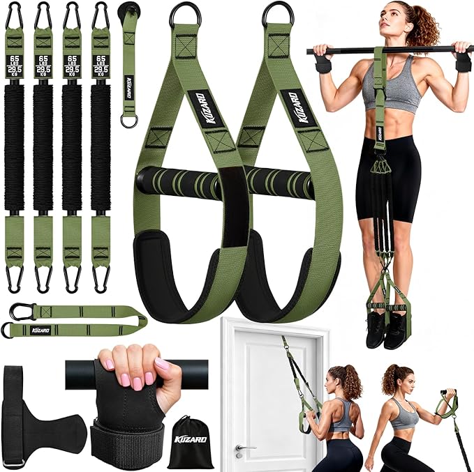 Upgraded Pull Up Assistance Bands for Women, Heavy Duty Resistance Bands with Handles, Exercise Band with Door Anchor, Workout Band Set for Pull Up Bar, Full Body Sculpting,Muscle Training, Home Gym