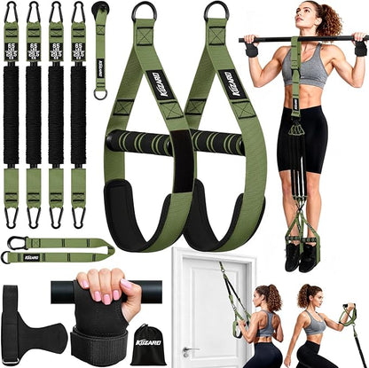 Upgraded Pull Up Assistance Bands for Women, Heavy Duty Resistance Bands with Handles, Exercise Band with Door Anchor, Workout Band Set for Pull Up Bar, Full Body Sculpting,Muscle Training, Home Gym