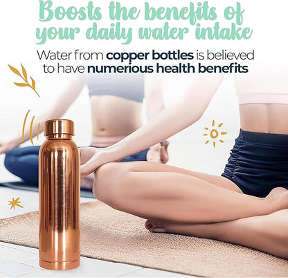 Copper Water Bottle 34 Oz Large Copper Water Bottle For Drinking 100% Pure Ayurvedic Vessel For Leak-Proof Lid Bottle for Yoga, Gym, Office, Home