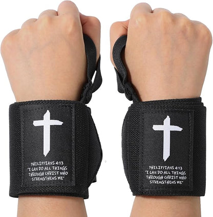 Cross Faith 25" Wrist Wraps for Weightlifting, Wrist Straps for Men and Women, Straps Support with Heavy Duty Thumb Loop Wrap for Powerlifting, Strength Training, Bodybuilding