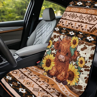 Bulopur Highland Cow Sweat Proof Towel for Car Seat Soft Comfortable Removable Car Seat Towel Front Seats Cover After Gym Beach Yoga Workout Aztec Automotive Accessories
